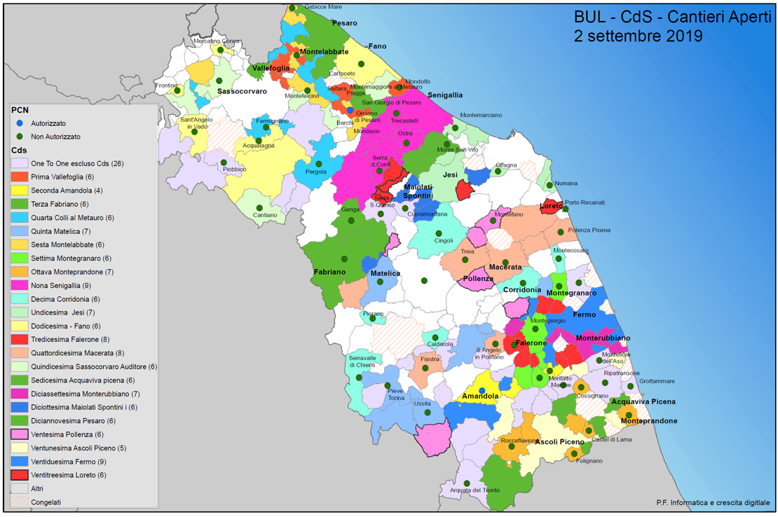 mappa PCN e Conferenze di Servizi nel territorio marchigiano